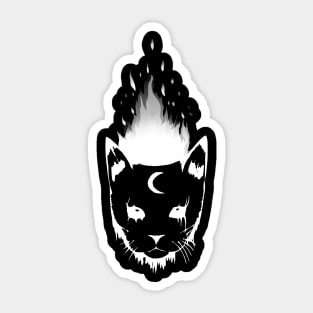 witch moon cat on fire Sticker